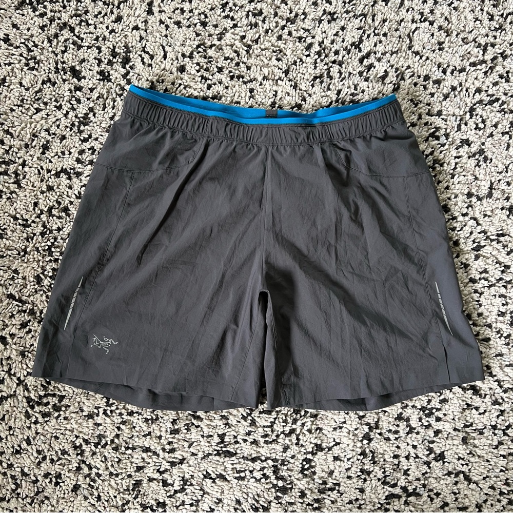 Arc'teryx Men's Athletic Shorts - Gray with Blue Trim
